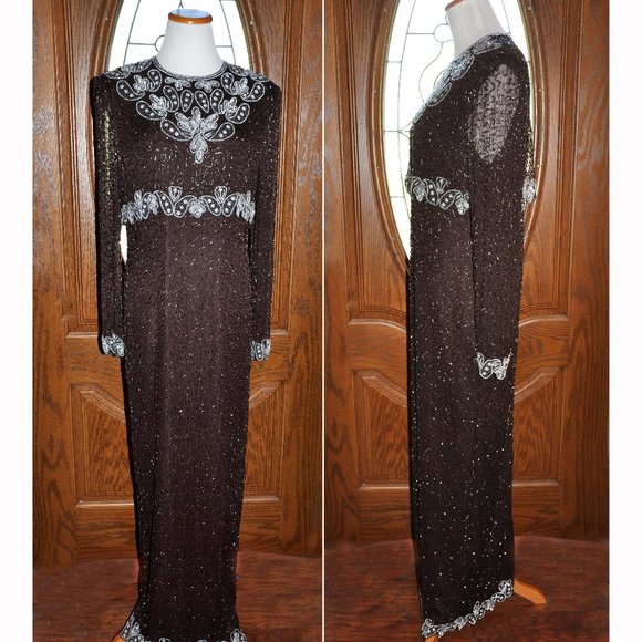 Brilliante by JA Expresso Fully Beaded Formal Evening Gown Mother of the Bride - Picture 1 of 8